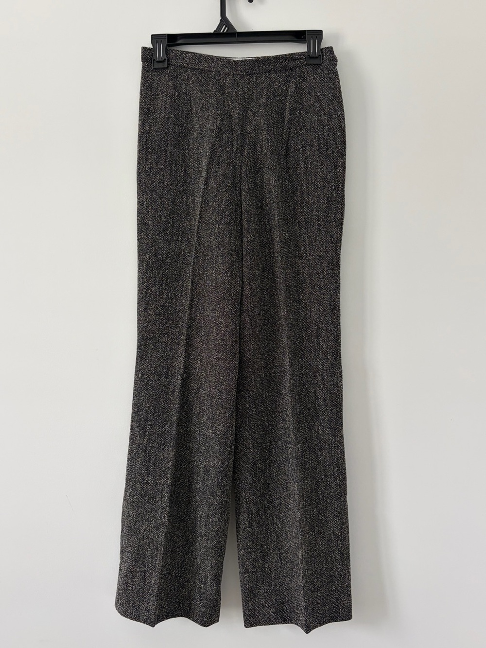MaxMara Black Tan Knit Wool Viscose Wide Leg Neutral Office Trouser Pants 6